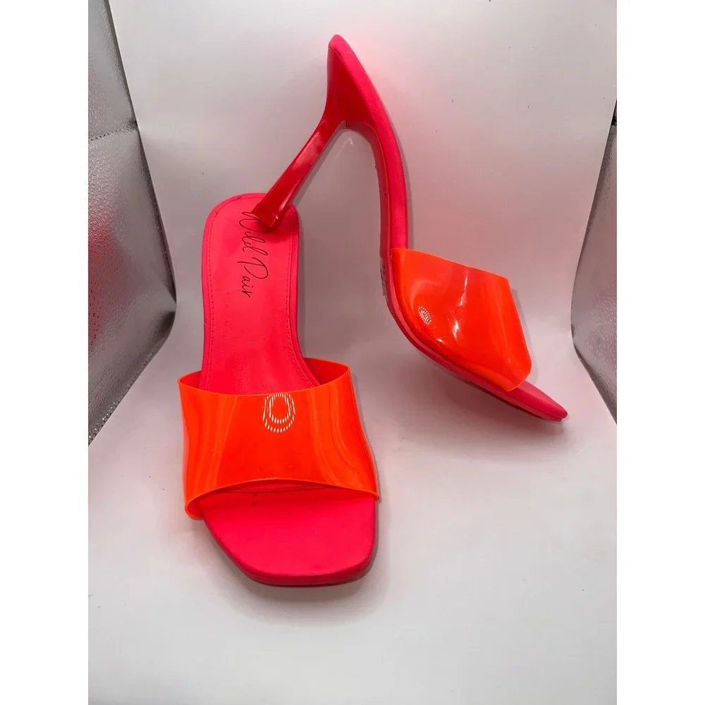 Wild Pair Luuna Slide‎ Neon Pink Dress Sandal Heels Size 8.5 Summer Club Wear